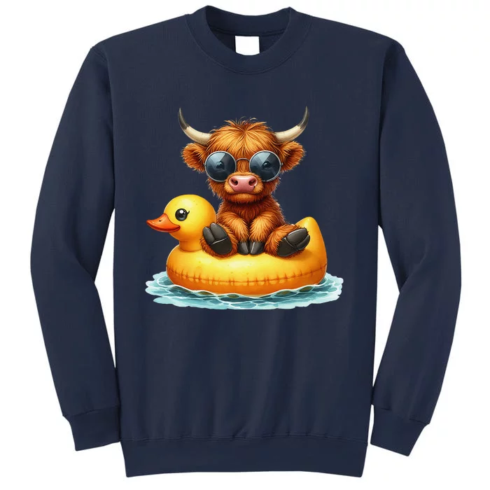 Cute Highland Cow Duck Pool Float Summer Vibes Swimming Sweatshirt