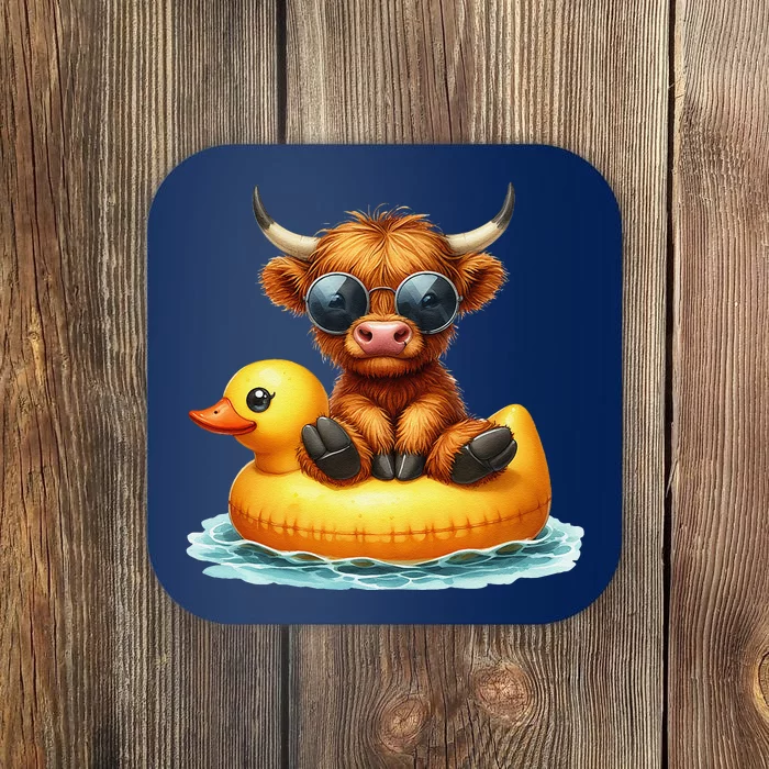 Cute Highland Cow Duck Pool Float Summer Vibes Swimming Coaster