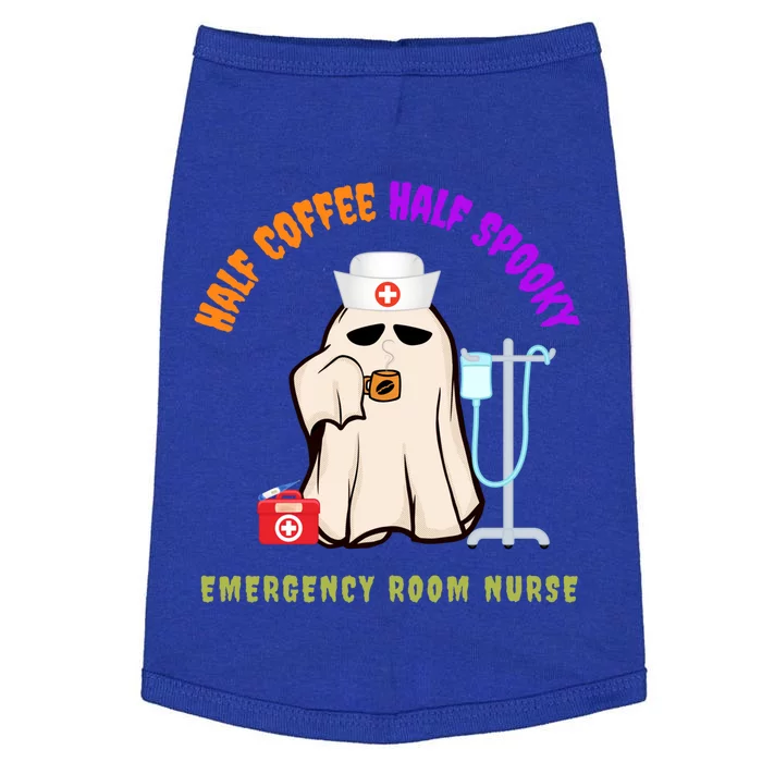 Cute Half Coffee Half Spooky Halloween Emergency Room Nurse Gift Doggie Tank