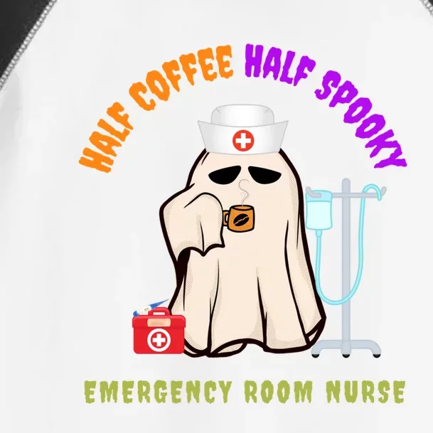 Cute Half Coffee Half Spooky Halloween Emergency Room Nurse Gift Toddler Fine Jersey T-Shirt