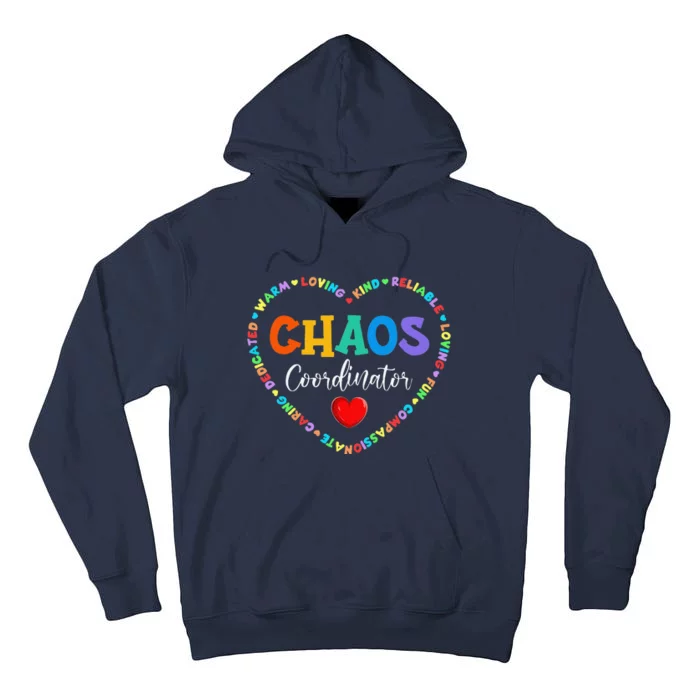 Cute Heart Chaos Coordinator Funny First Day Of School Tall Hoodie