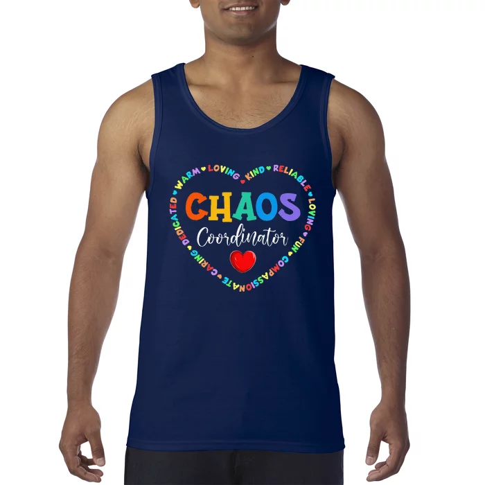 Cute Heart Chaos Coordinator Funny First Day Of School Tank Top