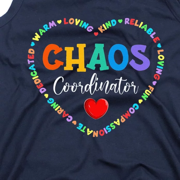 Cute Heart Chaos Coordinator Funny First Day Of School Tank Top