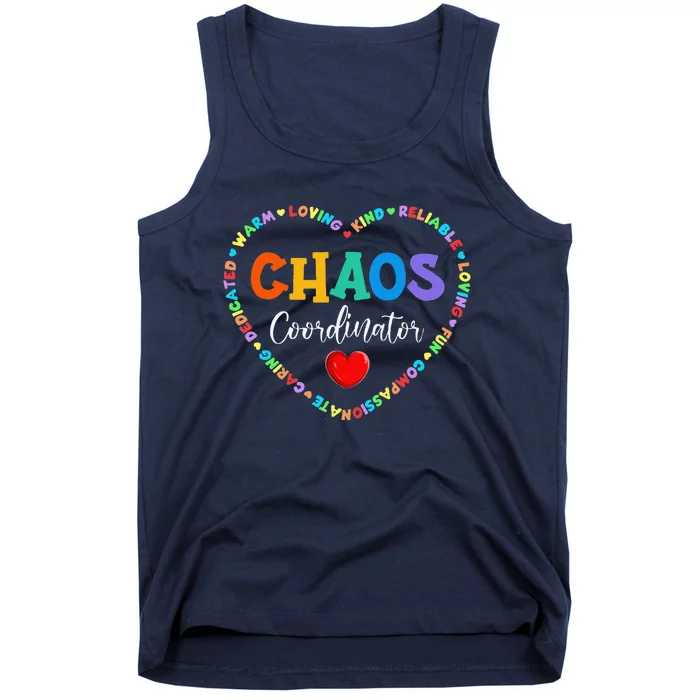 Cute Heart Chaos Coordinator Funny First Day Of School Tank Top