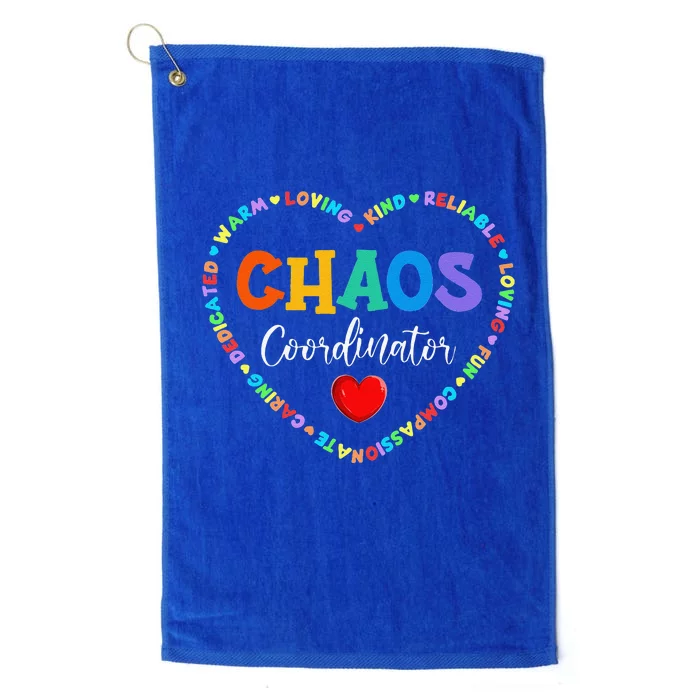 Cute Heart Chaos Coordinator Funny First Day Of School Platinum Collection Golf Towel