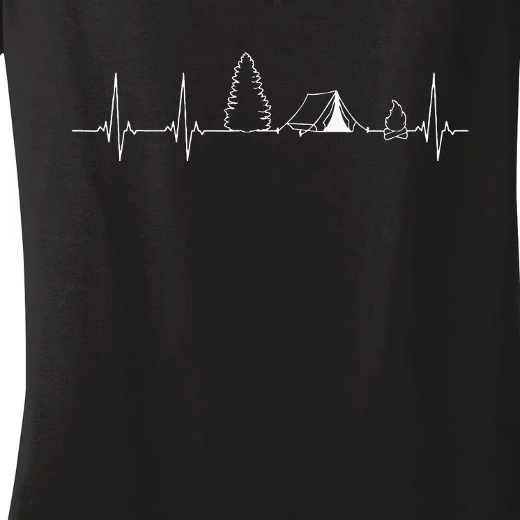 Camping Heartbeat Women's V-Neck T-Shirt