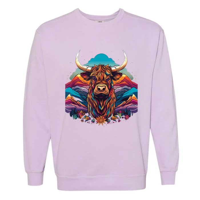 Cute Highland Cow Scotland Men Women Kids Garment-Dyed Sweatshirt