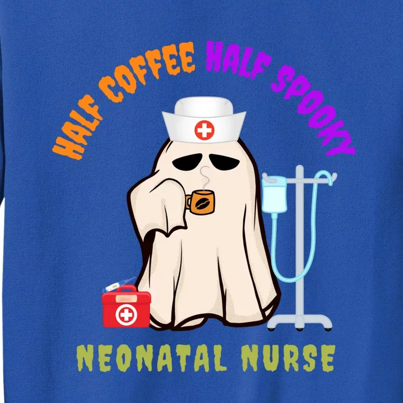 Cute Half Coffee Half Spooky Halloween Neonatal Nurse Funny Gift Sweatshirt