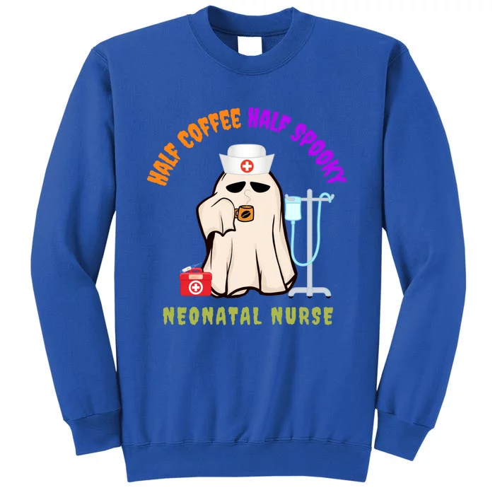 Cute Half Coffee Half Spooky Halloween Neonatal Nurse Funny Gift Sweatshirt