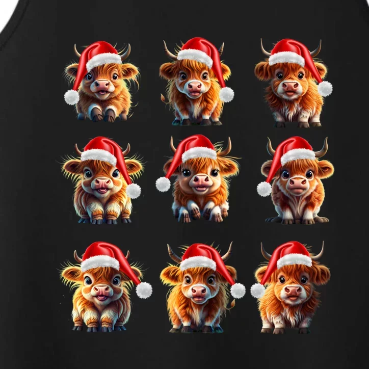 Cute Highland Cows Christmas Hairy Cows Or Funny Gift Performance Tank