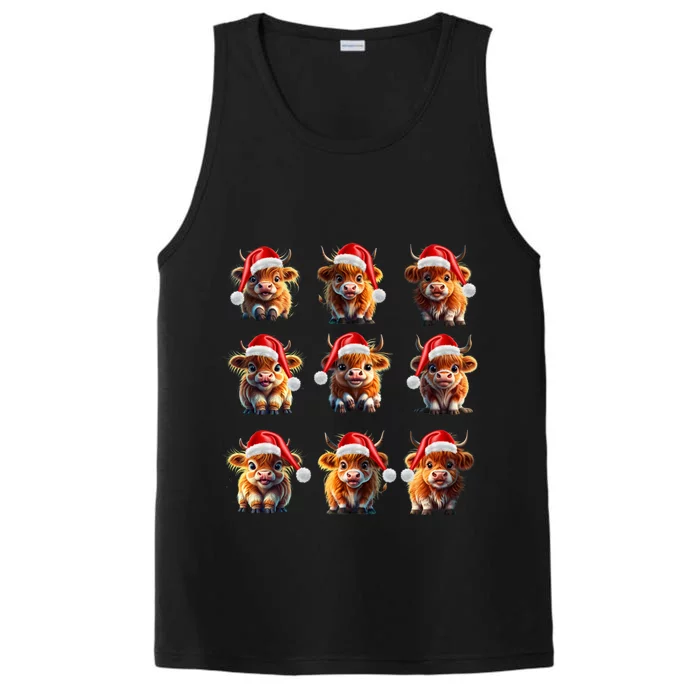 Cute Highland Cows Christmas Hairy Cows Or Funny Gift Performance Tank