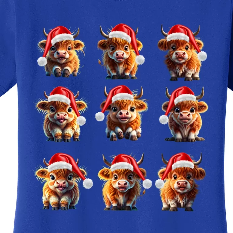 Cute Highland Cows Christmas Hairy Cows Or Funny Gift Women's T-Shirt