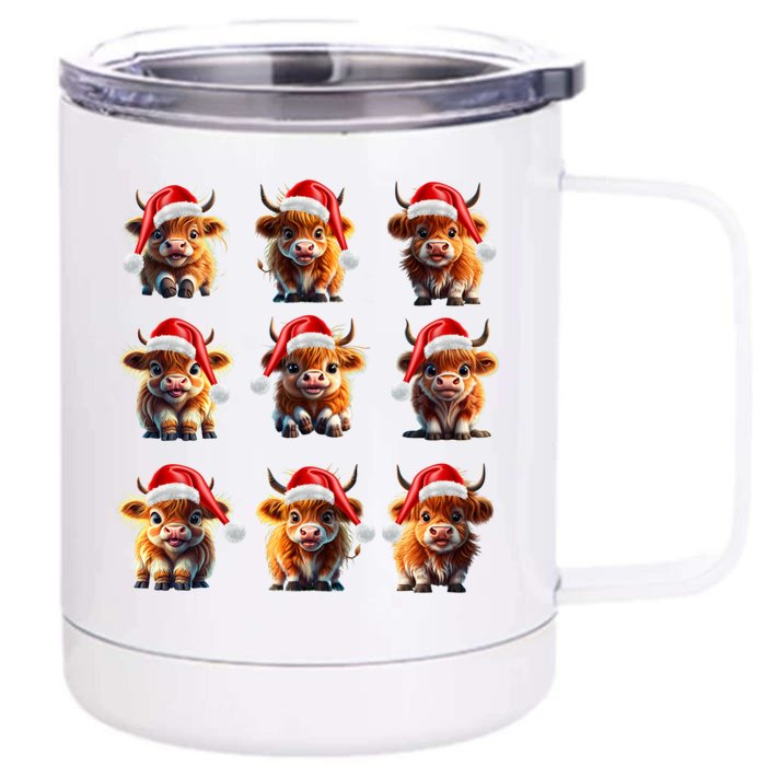 Cute Highland Cows Christmas Hairy Cows Or Funny Gift Front & Back 12oz Stainless Steel Tumbler Cup