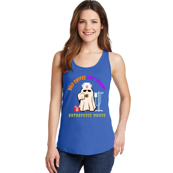 Cute Half Coffee Half Spooky Halloween Orthopedic Nurse Fun Cute Gift Ladies Essential Tank