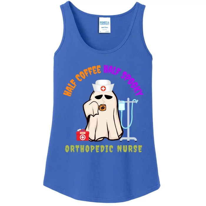 Cute Half Coffee Half Spooky Halloween Orthopedic Nurse Fun Cute Gift Ladies Essential Tank