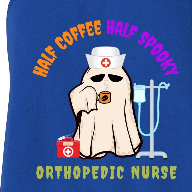 Cute Half Coffee Half Spooky Halloween Orthopedic Nurse Fun Cute Gift Women's Racerback Tank