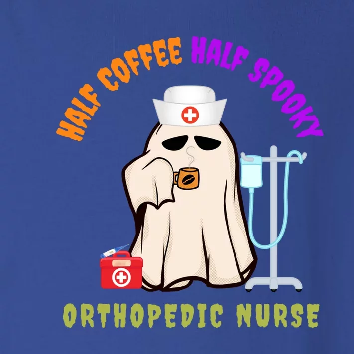 Cute Half Coffee Half Spooky Halloween Orthopedic Nurse Fun Cute Gift Toddler Long Sleeve Shirt