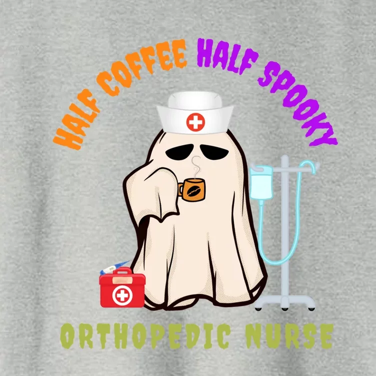 Cute Half Coffee Half Spooky Halloween Orthopedic Nurse Fun Cute Gift Women's Crop Top Tee