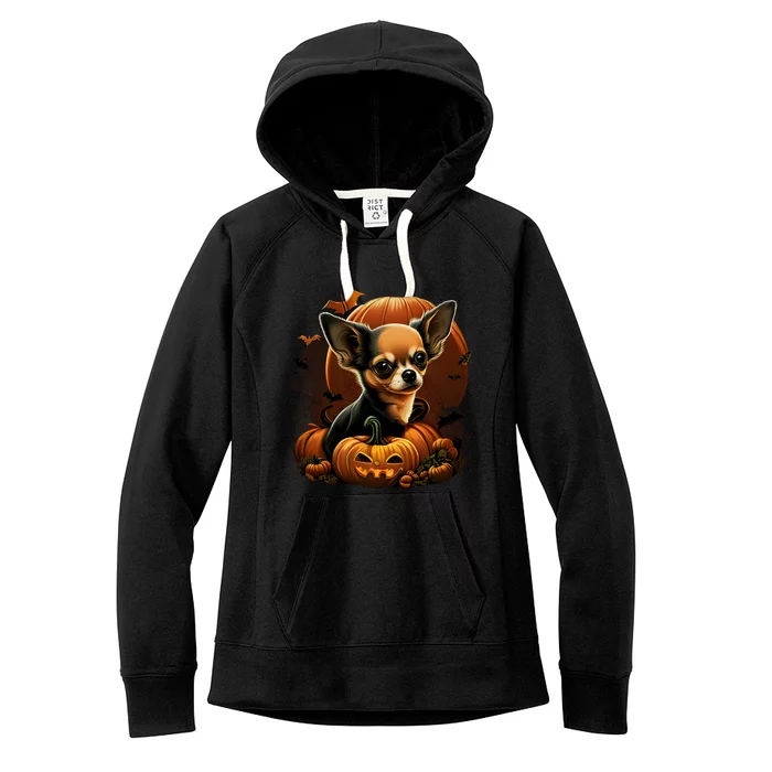 Chihuahua Halloween Costume Scary Pumpkin Witch Ghost Dog Great Gift Women's Fleece Hoodie