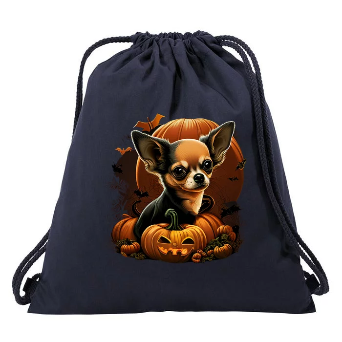 Chihuahua Halloween Costume Scary Pumpkin Witch Ghost Dog Great Gift Drawstring Bag