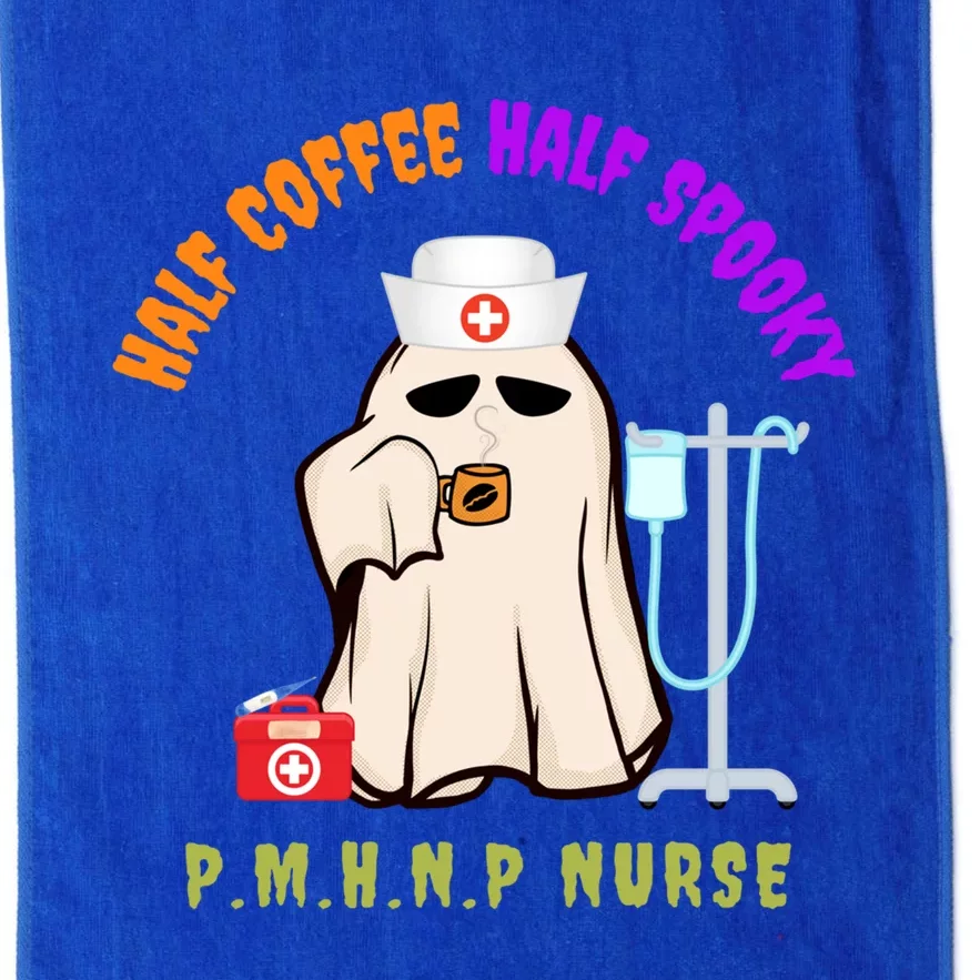 Cute Half Coffee Half Spooky Halloween Pmhnp Nurse Funny Cute Gift Platinum Collection Golf Towel