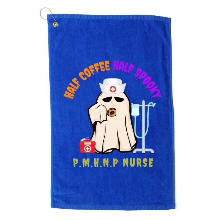 Cute Half Coffee Half Spooky Halloween Pmhnp Nurse Funny Cute Gift Platinum Collection Golf Towel