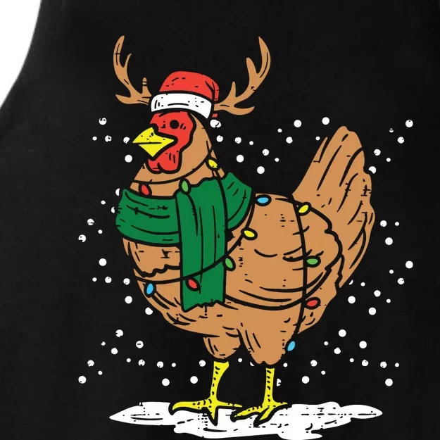 Christmas Hen Chicken Santa Hat Farmer Xmas Farm Ladies Tri-Blend Wicking Tank