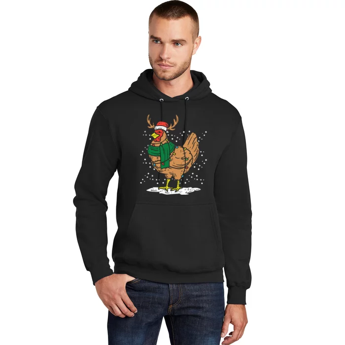 Christmas Hen Chicken Santa Hat Farmer Xmas Farm Hoodie