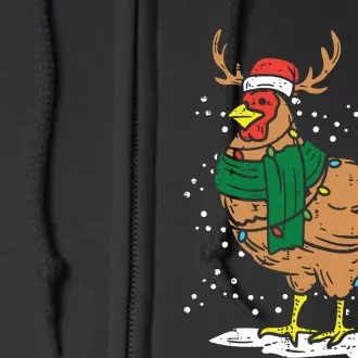 Christmas Hen Chicken Santa Hat Farmer Xmas Farm Full Zip Hoodie