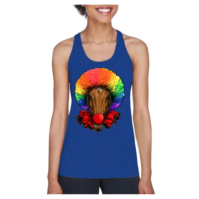 Clown Horse Carnival Circus Staff Farmer Horse Lover Cow Cool Gift Women's Racerback Tank