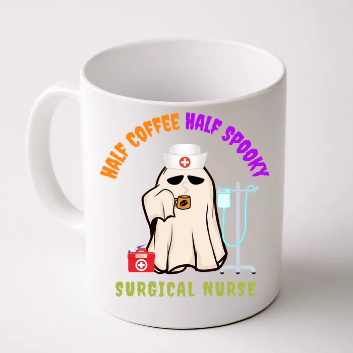 Cute Half Coffee Half Spooky Halloween Surgical Nurse Funny Funny Gift Front & Back Coffee Mug