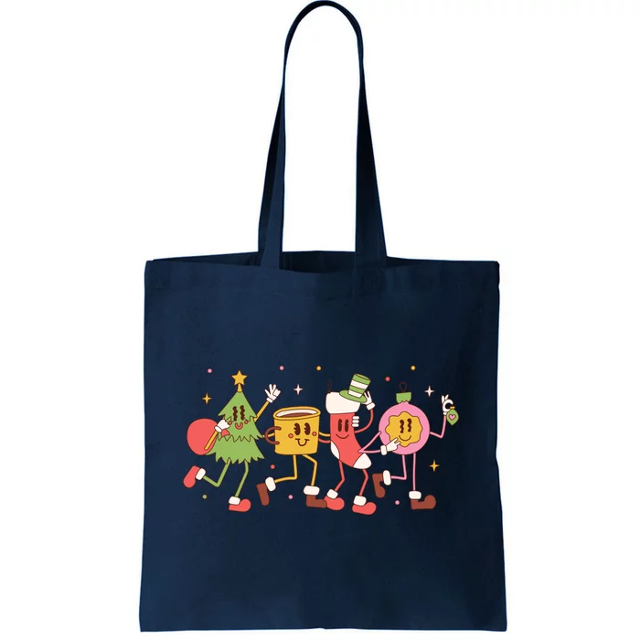 Christmas Holiday Celebration Retro Tote Bag