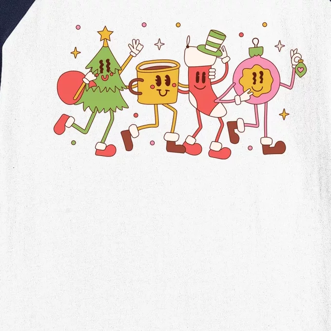 Christmas Holiday Celebration Retro Baseball Sleeve Shirt