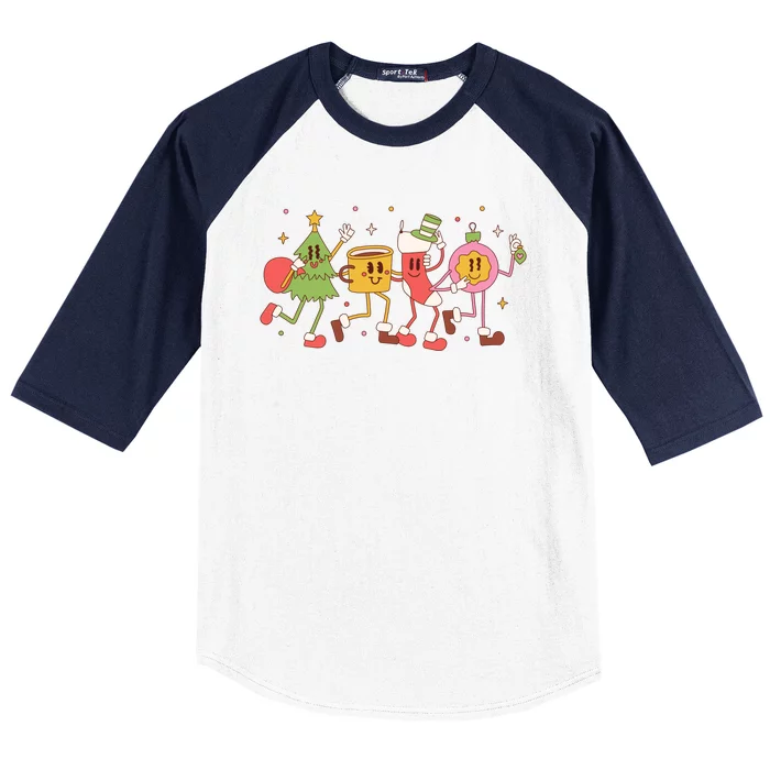 Christmas Holiday Celebration Retro Baseball Sleeve Shirt