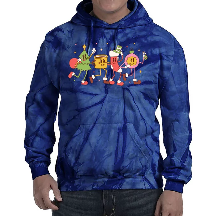 Christmas Holiday Celebration Retro Tie Dye Hoodie