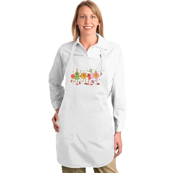 Christmas Holiday Celebration Retro Full-Length Apron With Pocket