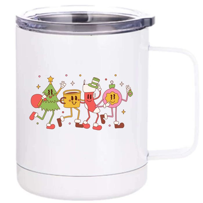 Christmas Holiday Celebration Retro Front & Back 12oz Stainless Steel Tumbler Cup