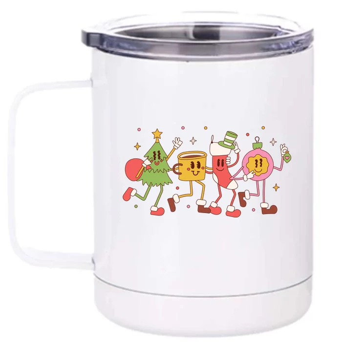 Christmas Holiday Celebration Retro Front & Back 12oz Stainless Steel Tumbler Cup