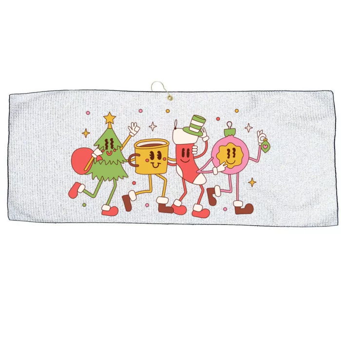 Christmas Holiday Celebration Retro Large Microfiber Waffle Golf Towel