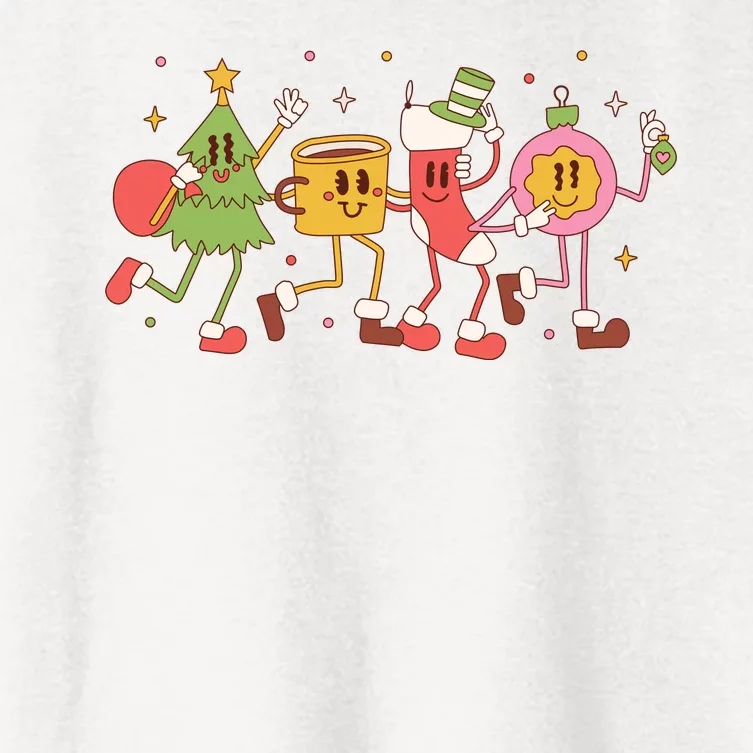 Christmas Holiday Celebration Retro Women's Crop Top Tee