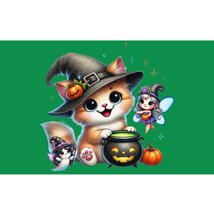 Cute Halloween Cat Fairy And Ghost Playful Witch Design Bumper Sticker