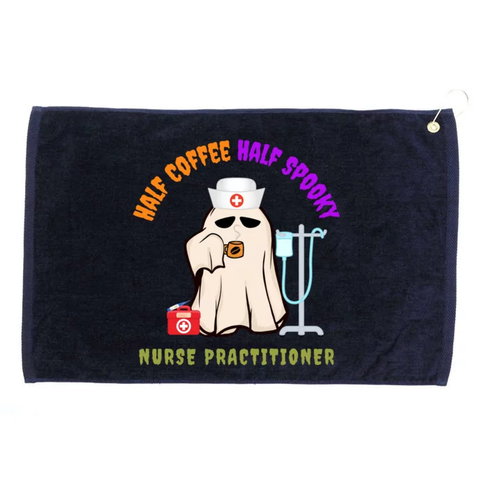 Cute Half Coffee Half Spooky Nurse Practitioner Halloween Cute Gift Grommeted Golf Towel