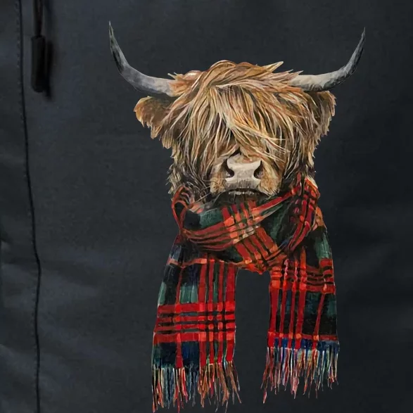 Cute Highland Cow Wearing Buffalo Plaid Scarf Farming Farmer Daily Commute Backpack