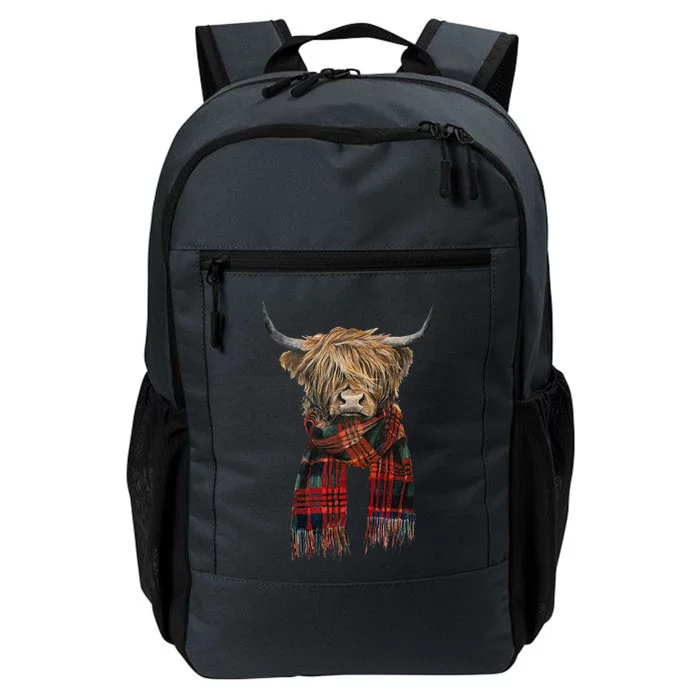 Cute Highland Cow Wearing Buffalo Plaid Scarf Farming Farmer Daily Commute Backpack