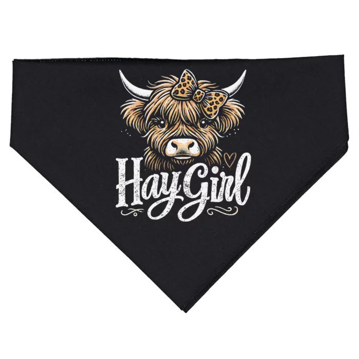 Cute Highland Cow Hay USA-Made Doggie Bandana