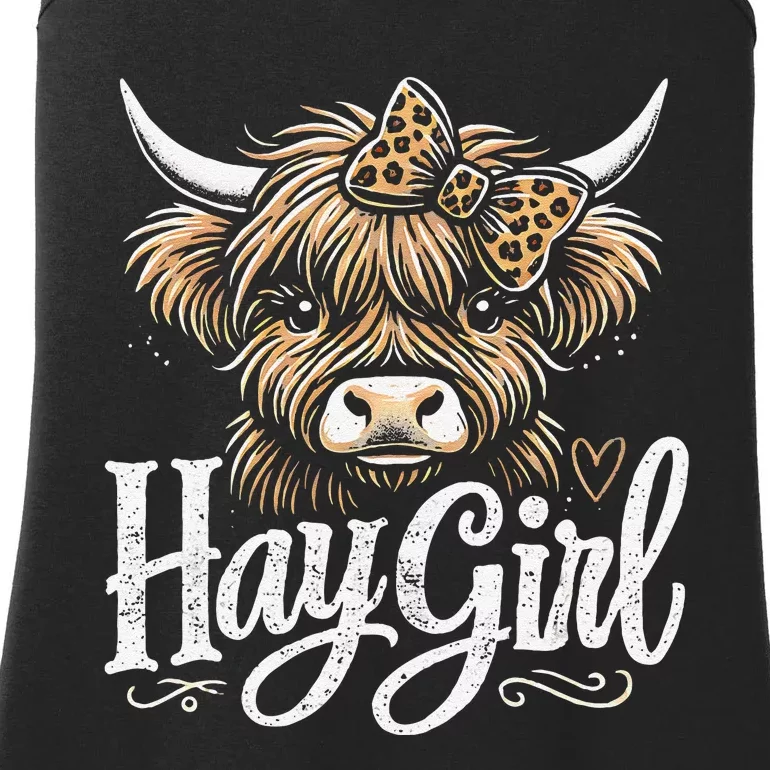 Cute Highland Cow Hay Ladies Essential Tank