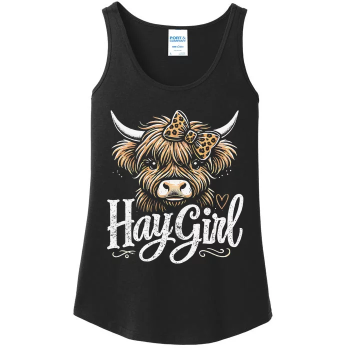 Cute Highland Cow Hay Ladies Essential Tank