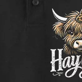 Cute Highland Cow Hay Dry Zone Grid Performance Polo