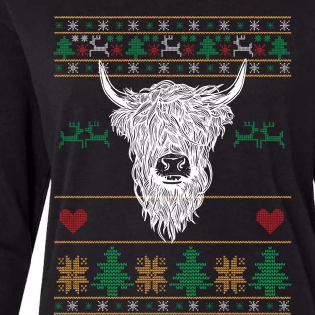 Cool Highland Cow Ugly Christmas Sweater Funny Animal Lover Meaningful Gift Womens Cotton Relaxed Long Sleeve T-Shirt