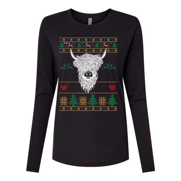 Cool Highland Cow Ugly Christmas Sweater Funny Animal Lover Meaningful Gift Womens Cotton Relaxed Long Sleeve T-Shirt